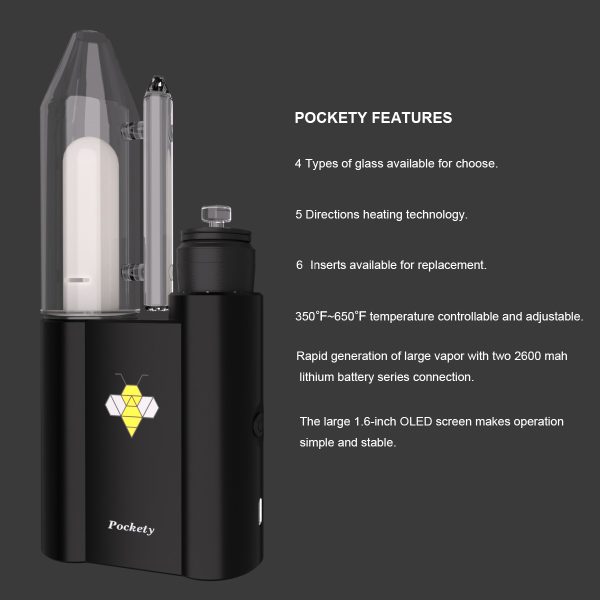 JCVAP Pockety Vaporizer Electric Dab Rig with Two Big 2600mAh Battery - Image 2